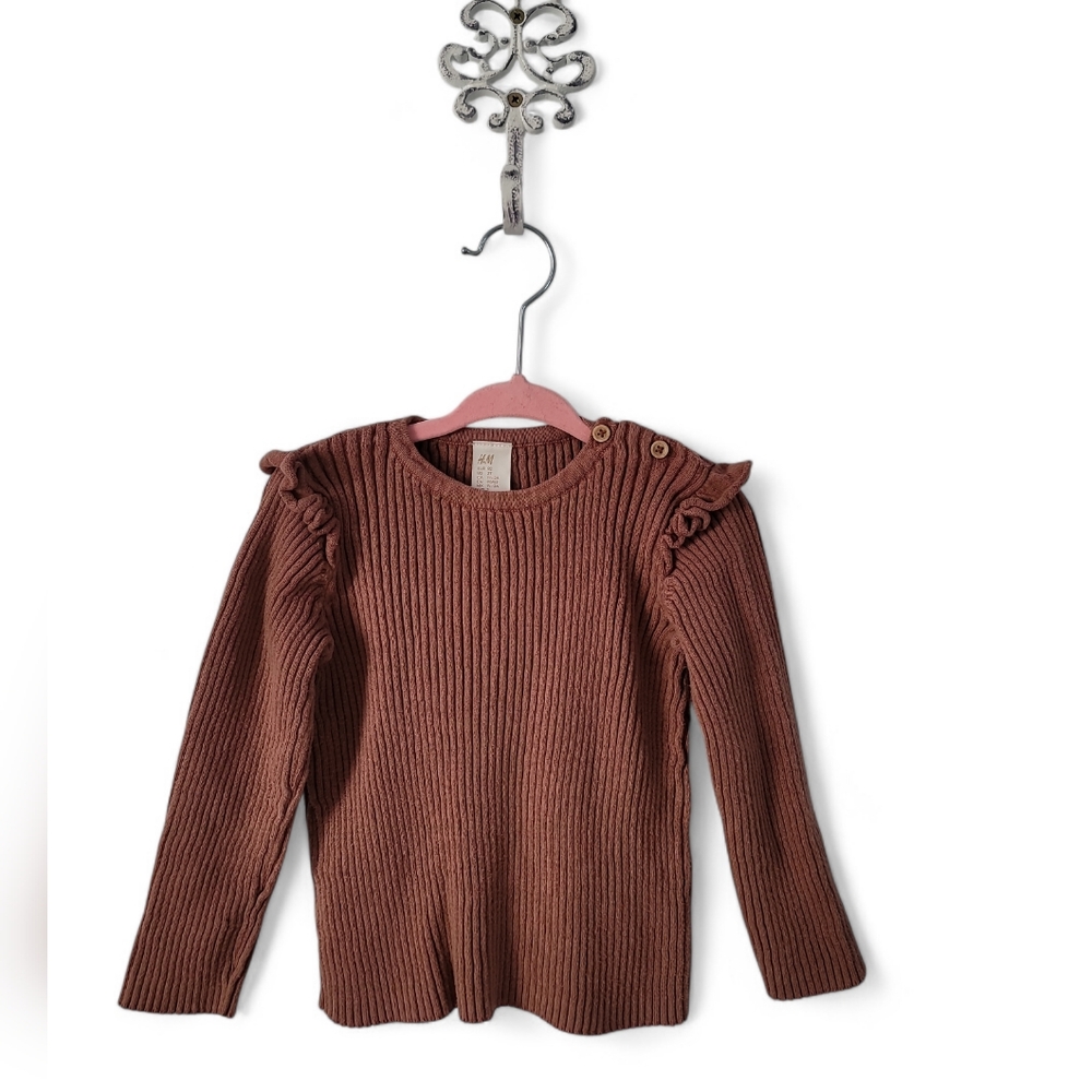 H&M Rib Knit Ruffle Shoulder Sweater